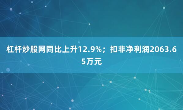 杠杆炒股网同比上升12.9%；扣非净利润2063.65万元